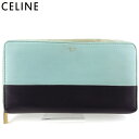 【春の大感謝祭 30％OFF】セリーヌ 長財布 ラウンドファスナー レディース メンズ バイカラー ブルー ブラック レザー Celine 【セリーヌ】 T18392 【中古】