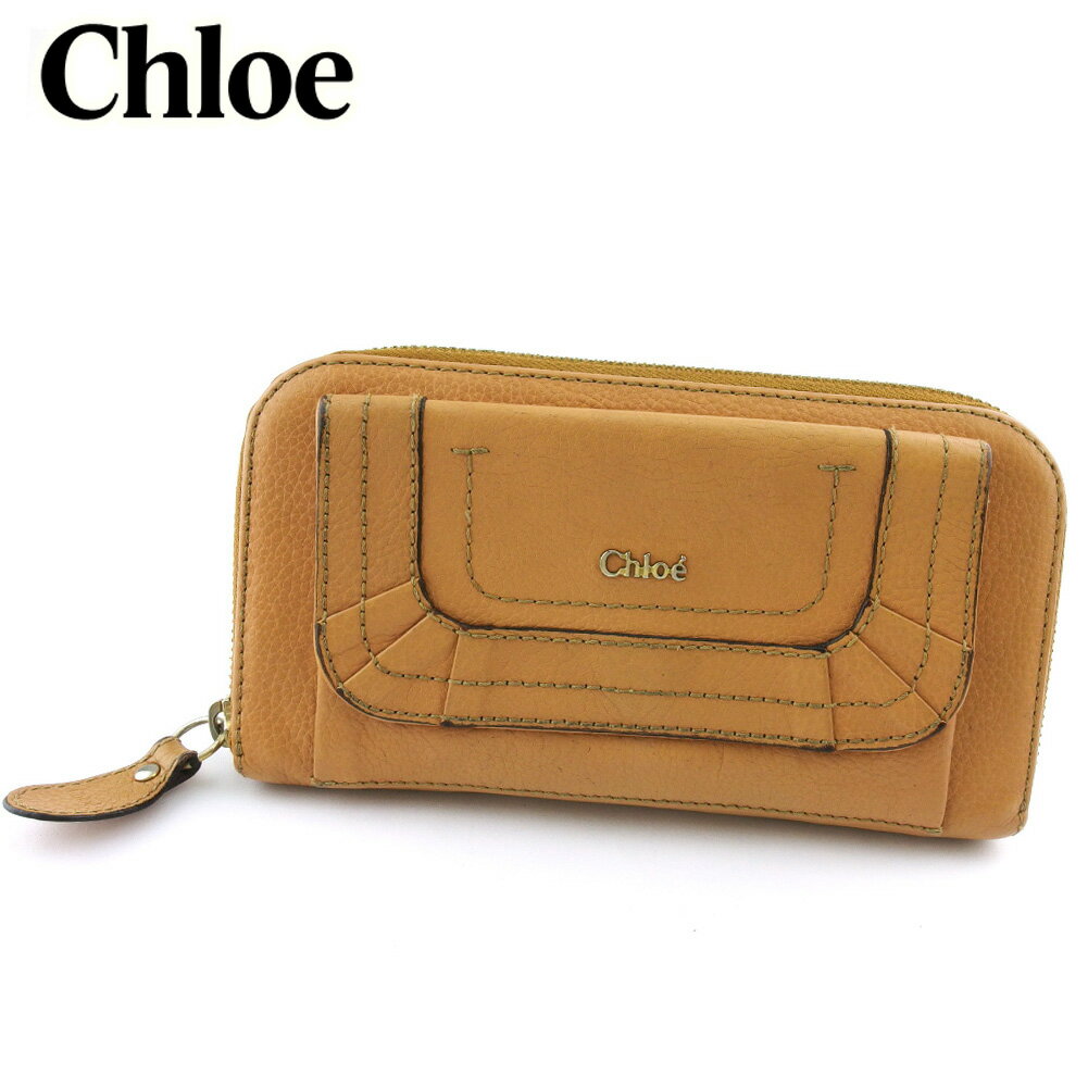 【スプリングセール30％OFF】クロエ 長財布 ラウンドファスナー 財布 レディース パラティ ベージュ ゴールド レザー Chloe e16846s 【中古】