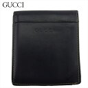 【春の大感謝祭 30％OFF】【中古】 グッチ 二つ折り 札入れ ミニ札入れ メンズ ロゴ ブラック レザー GUCCI E16954