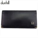 【中古】 ダンヒル 長札入れ 札入れ メンズ ロゴプレート ブラック ゴールド レザー dunhill E17021
