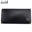 【スプリングセール30％OFF】ダンヒル 長札入れ 札入れ メンズ ロゴプレート ブラック ゴールド レザー dunhill E17021 【中古】