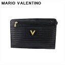 【スプリングセール】マリオ ヴァレンティノ クラッチバッグ セカンドバッグ レディース メンズ Vマーク ブラック ゴールド レザー MARIO VALENTINO T21678 【中古】(4)