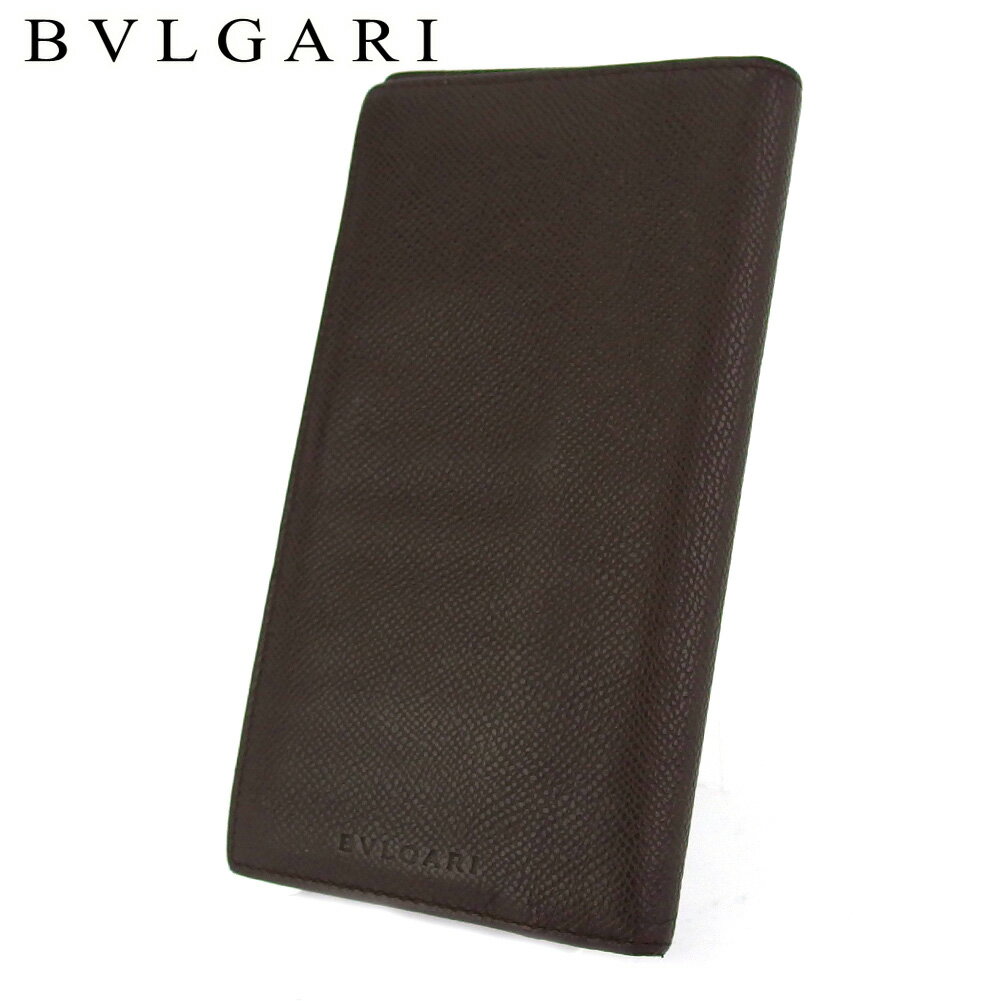 【スプリングセール】ブルガリ 長財布 ファスナー付き 財布 メンズ ロゴ クラシコ ブラウン ゴールド レザー BVLGARI 【ブルガリ】 t18501s 【中古】
