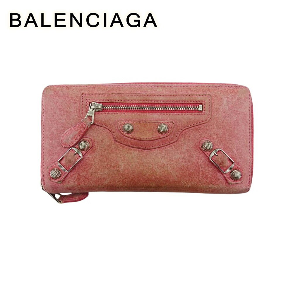 【スプリングセール30％OFF】【中古】 バレンシアガ 長財布 レディース ピンク レザー BALENCIAGA T21883