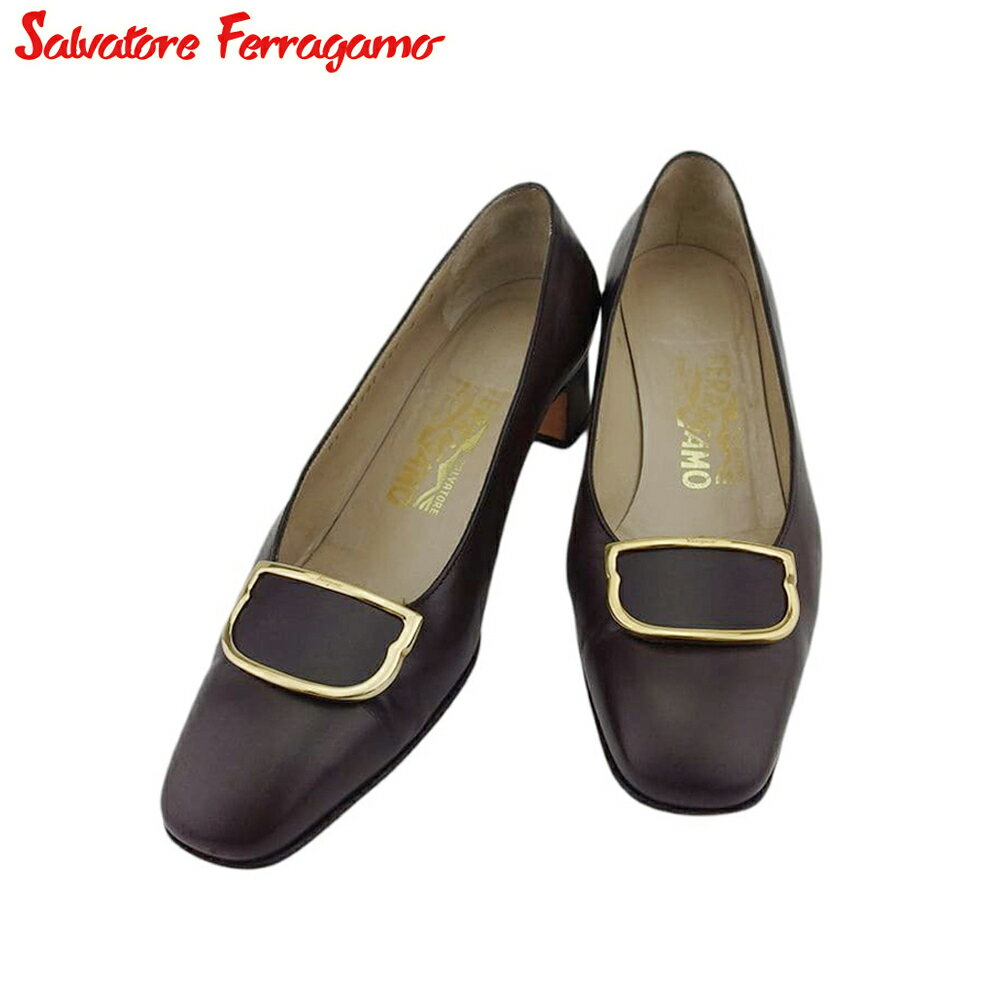 【スプリングセール30％OFF】【中古】 サルヴァトーレ フェラガモ パンプス レディース ブラウン Salvatore Ferragamo T21895