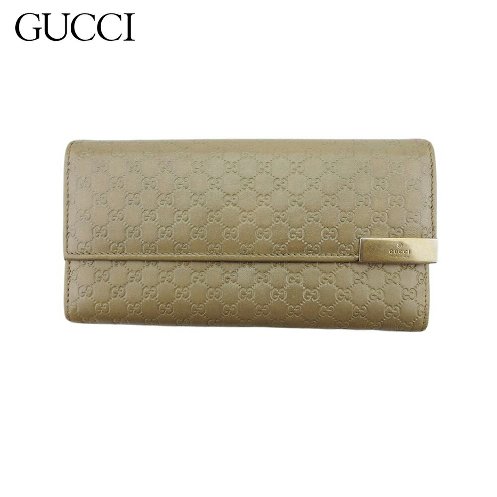 【スプリングセール30％OFF】【中古】 グッチ 長財布 メンズ可 GG柄 ベージュゴールド GUCCI T21901