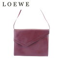 【スプリングセール30％OFF】【中古】 ロエベ ショルダーバッグ クラッチバッグ メンズ可 ボルドー レザー LOEWE T21904