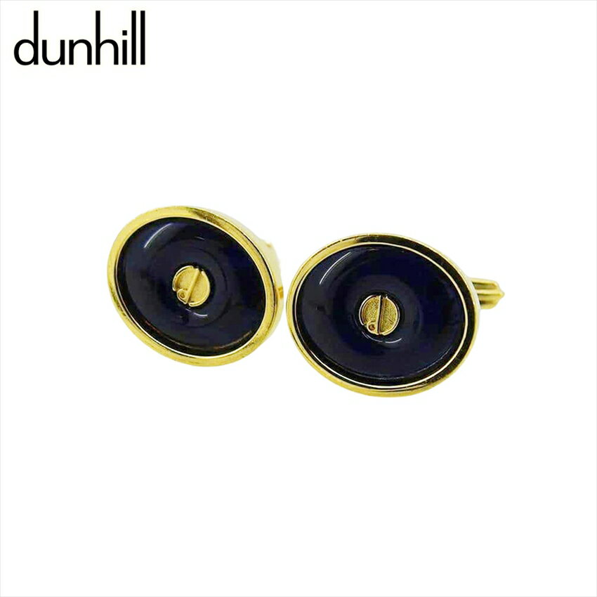 【楽天スーパーSALE 最大50%OFF】【中古】 ダンヒル カフス カフリンクス メンズ スウィヴル式 dマーク ゴールド ブラック ゴールド金具 dunhi...