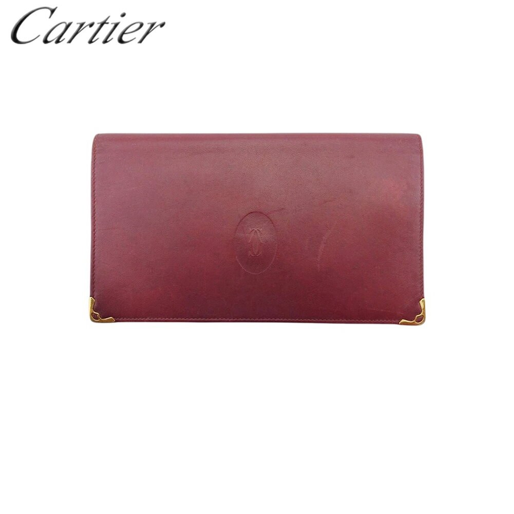 【スプリングセール30％OFF】【中古】 カルティエ 二つ折り 財布 長財布 メンズ可 マストライン ボルドー レザー Cartier T21977