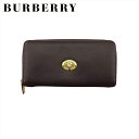 【スプリングセール】【中古】 バーバリー ラウンドファスナー 財布 長財布 メンズ可 ブラウン レザー BURBERRY T22006(4)