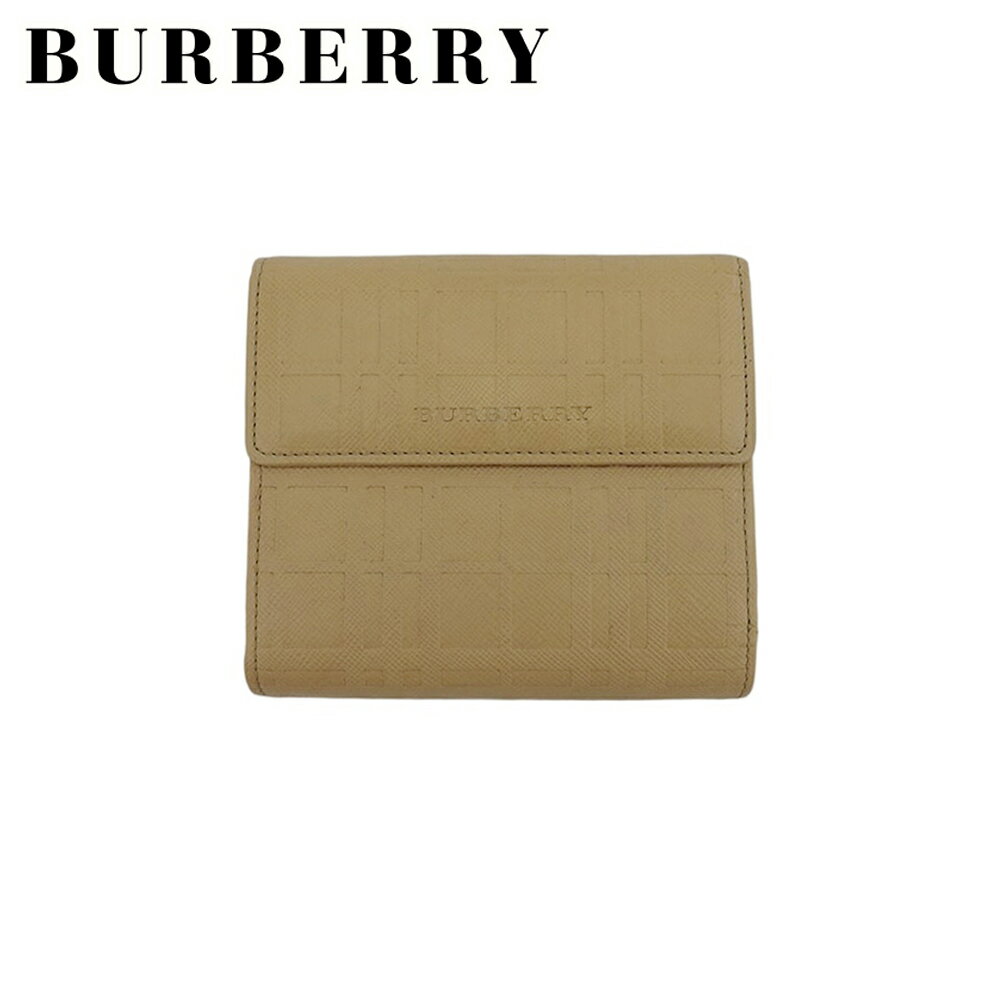 【スプリングセール30％OFF】【中古】 バーバリー Wホック 財布 二つ折り 財布 メンズ可 エンボス PVC×レザー BURBERRY T23411