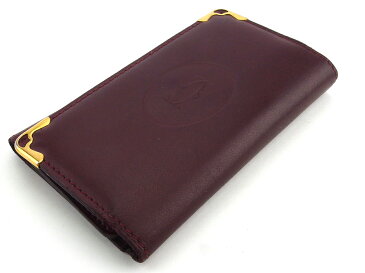 【期間限定P10倍】 【中古】 カルティエ キーケース レディース メンズ マストライン ボルドー ゴールド レザー Cartier 【カルティエ】 L3096