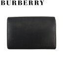 【春の大感謝祭 30％OFF】バーバリー 名刺入れ カードケース メンズ ロゴ ブラック レザー BURBERRY L3268 【中古】