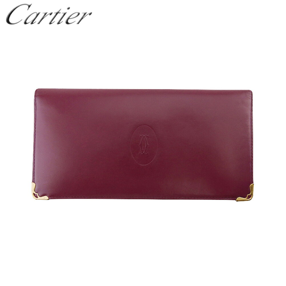 【スプリングセール30％OFF】カルティエ 長札入れ 札入れ レディース メンズ マストライン ボルドー ゴールド レザー Cartier l3430s 【中古】