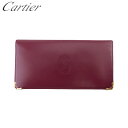 【スプリングセール30％OFF】カルティエ 長札入れ 札入れ レディース メンズ マストライン ボルドー ゴールド レザー Cartier L3430 【中古】