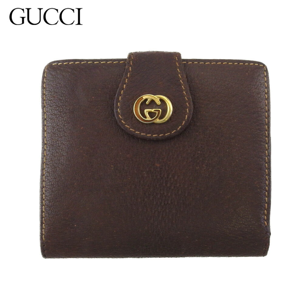 【2000円オフクーポン】 【中古】 グッチ GUCCI 二つ折り 財布 がま口 ミニ財布 ダブルG レディース メンズ オールドグッチ l3654_b