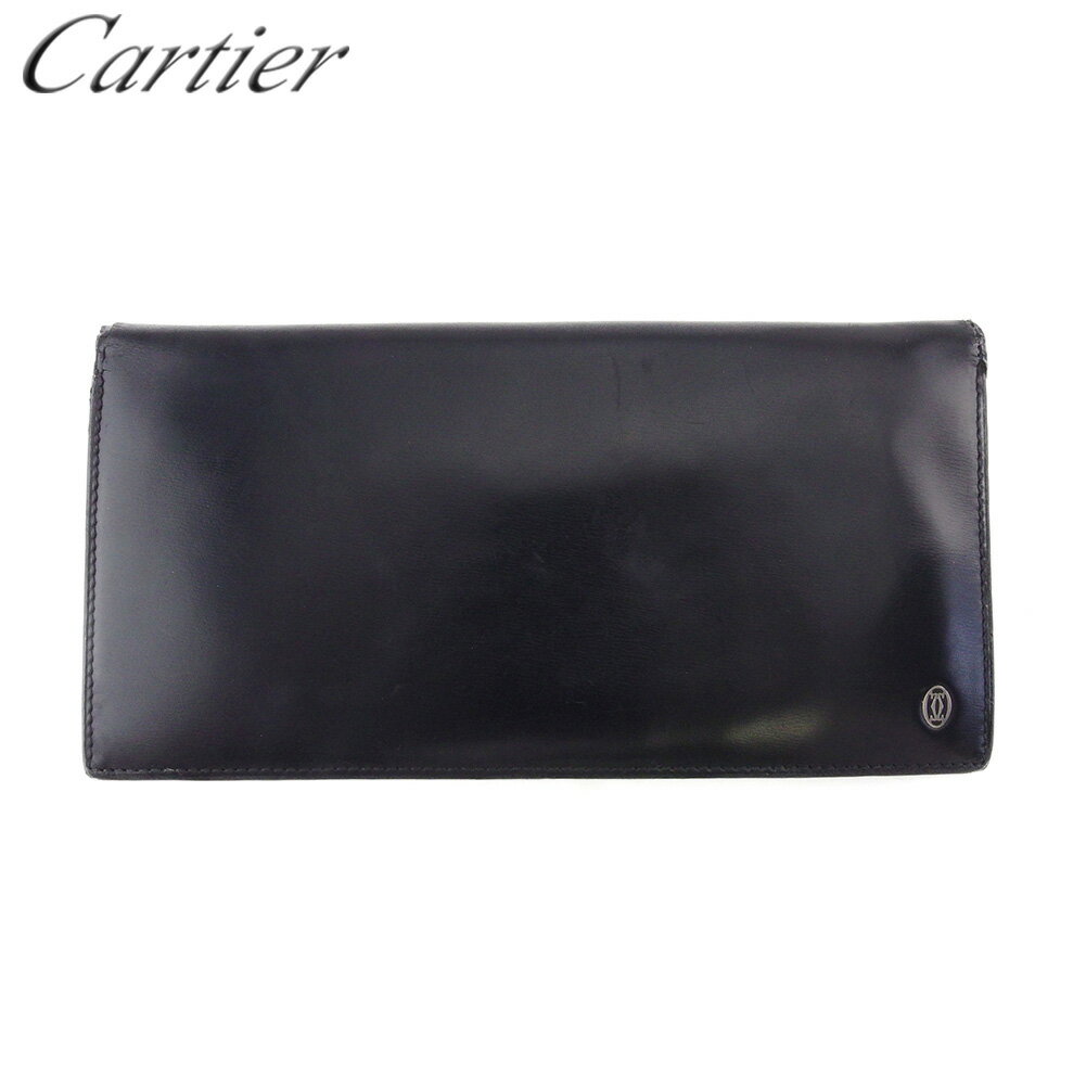 【スプリングセール30％OFF】カルティエ 長札入れ 札入れ メンズ パシャ ブラック シルバー レザー Cartier L3661 【中古】