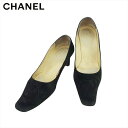【スプリングセール】シャネル パンプス シューズ 靴 レディース ♯37C スクエアトゥ ココマーク ブラック ヌバック CHANEL T21585 【中古】