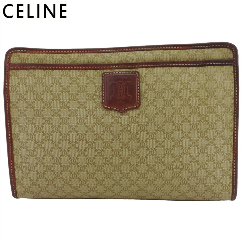 【ブラックフライデー21％OFFクーポン】【中古】 セリーヌ クラッチバッグ セカンドバッグ バッグ レディース メンズ マカダム ベージュ ブラウン PVC×レザー CELINE T21073 ブランド ハイブランド ヴィンテージ 送料無料