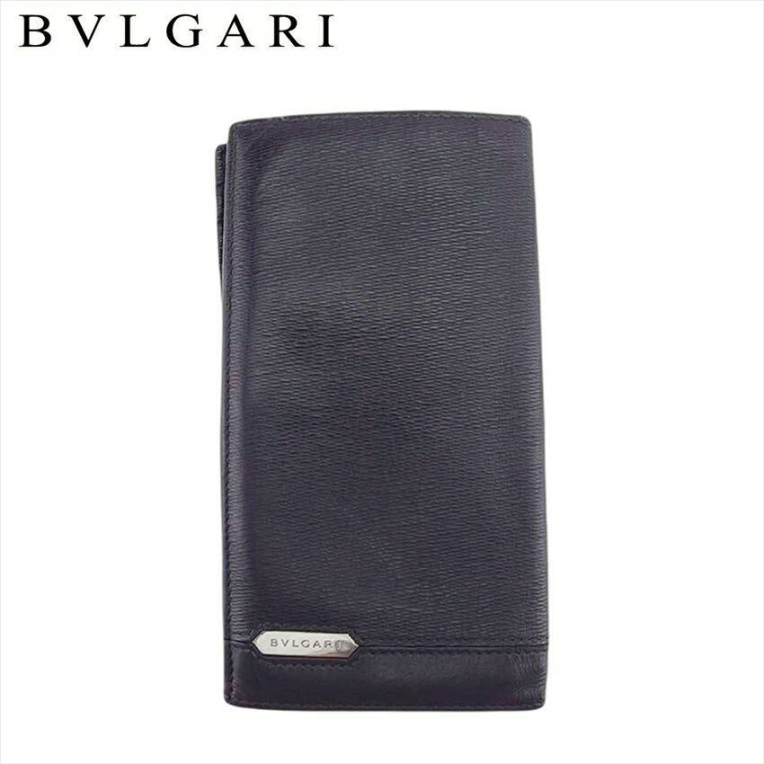 【スプリングセール30％OFF】【中古】 ブルガリ 長札入れ 長財布 レディース メンズ ブラック レザー BVLGARI T21188