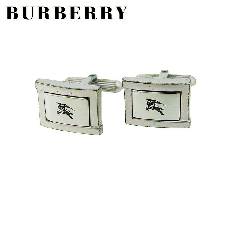 【楽天スーパーSALE 最大50%OFF】【中古】 バーバリー カフス カフリンクス メンズ スウィヴル式 ホースマーク シルバー ブラック シルバー金具 BU...