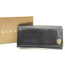 【スプリングセール】グッチ 長財布 ファスナー付き長財布 ブラック レザー GUCCI 【グッチ】 【中古】 a1287s