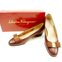 【スプリングセール30％OFF】サルヴァトーレ フェラガモ Salvatore Ferragamo パンプス #6C レディース ブラウン×ゴールド レザー 【フェラガモ】 A1300 【中古】