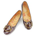【スプリングセール】ミュウミュウ パンプス #37 12 ローヒール シューズ 靴 ブラウン×ゴールド エナメルレザー miu miu 【ミュウミュウ】 【中古...