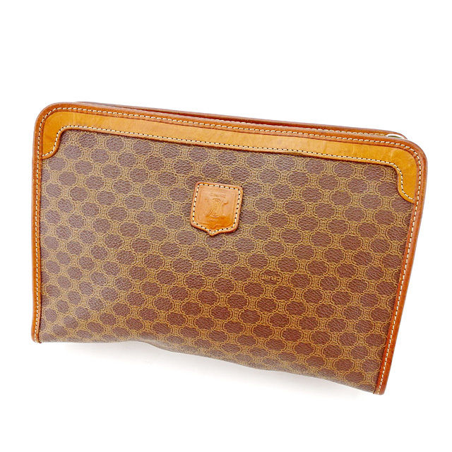 【スプリングセール】セリーヌ クラッチバッグ バック セカンドバッグ バック バッグ バック マカダム ブラウン PVC×レザー Celine 【セリーヌ】 【中古】 a1617s