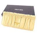 【春の大感謝祭 30％OFF】プラダ ジップ長財布 二つ折り 財布 ベージュ レザー PRADA 長サイフ 財布 サイフ 収納 ユニセックス 小物 【プラダ】 A1664 【中古】