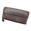 【冬のTHEセール 30%OFF】ボッテガ ヴェネタ 長財布 イントレチャート ブラウン BOTTEGA VENETA 【ボッテガ・ヴェネタ】 a698s 【中古】