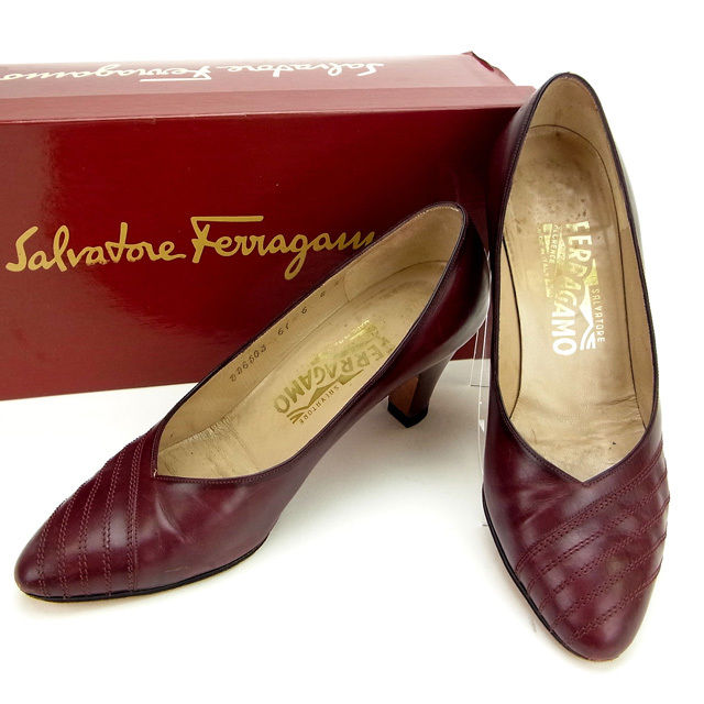 【スプリングセール30％OFF】サルヴァトーレ フェラガモ Salvatore Ferragamo パンプス #6E レディース ボルドー 【フェラガモ】 C1119 【中古】