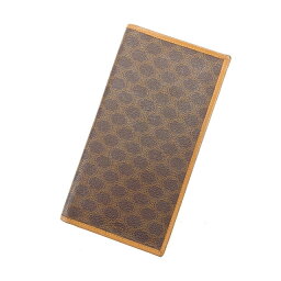 【春の大感謝祭 30％OFF】セリーヌ 長札入れ マカダム ブラウン CELINE 【セリーヌ】 c1281s 【中古】