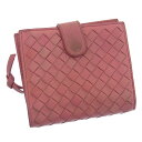 【春の大感謝祭 30％OFF】ボッテガ ヴェネタ 二つ折り財布 ラウンドファスナー イントレチャート ピンク BOTTEGA VENETA 【ボッテガ・ヴェネタ】 c1444s 【中古】