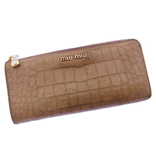 【スプリングセール】ミュウミュウ 長財布 L字ファスナー ロゴ入り クロコダイル調 ベージュ×ゴールド miumiu 【ミュウミュウ】 c1694s 【中古】 【スプリングセール】ミュウミュウ 長財布 L字ファスナー ロゴ入り クロコダイル調 ベージュ×ゴールド miumiu 【ミュウミュウ】 c1694s 【中古】