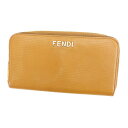 【春の大感謝祭 30％OFF】フェンディ 長財布 ラウンドファスナー ロゴ ライトブラウン×ゴールド FENDI 【フェンディ】 c1925s 【中古】