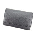 【スプリングセール】プラダ キーケース ロゴ ブラック×シルバー レザー PRADA 【プラダ】 c2173s 【中古】