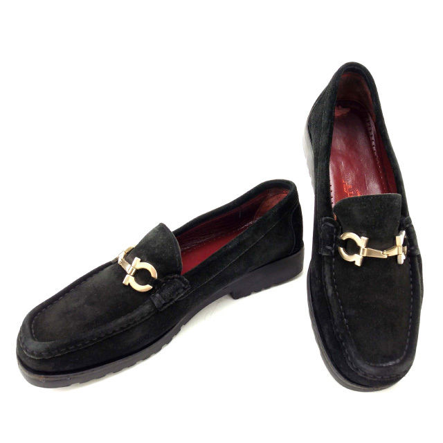 【スプリングセール30％OFF】サルヴァトーレ フェラガモ ローファー ＃6D ガンチーニ ブラック Salvatore Ferragamo 【フェラガモ】 d1193s 【中古】