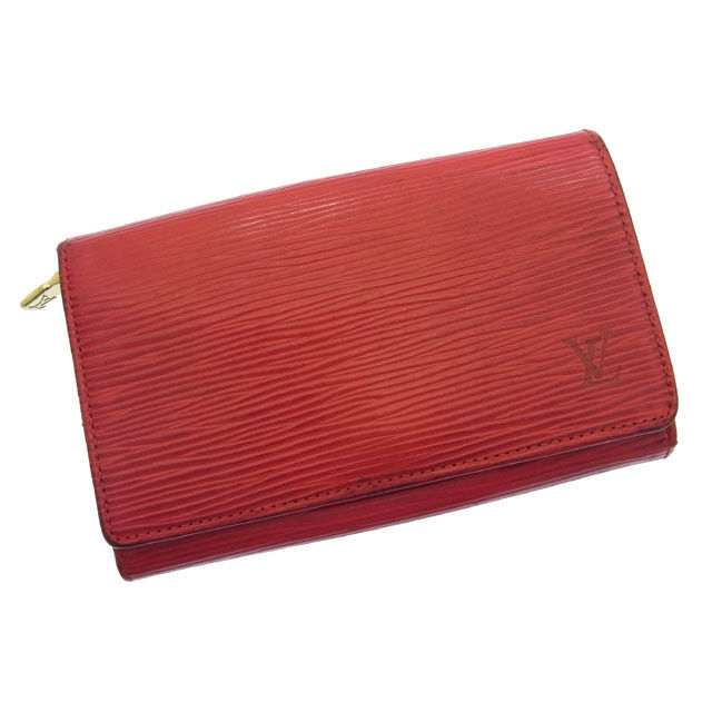 【中古】 ルイヴィトン L字ファスナー財布 二つ折り財布 ポルトモネ・ビエトレゾール エピ レッド レザ- Louis Vuitton 【ルイ・ヴィトン】 d606s