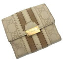 【スプリングセール】グッチ Wホック財布 グッチシマ ホワイト×ベージュ GUCCI 【グッチ】 e080s 【中古】