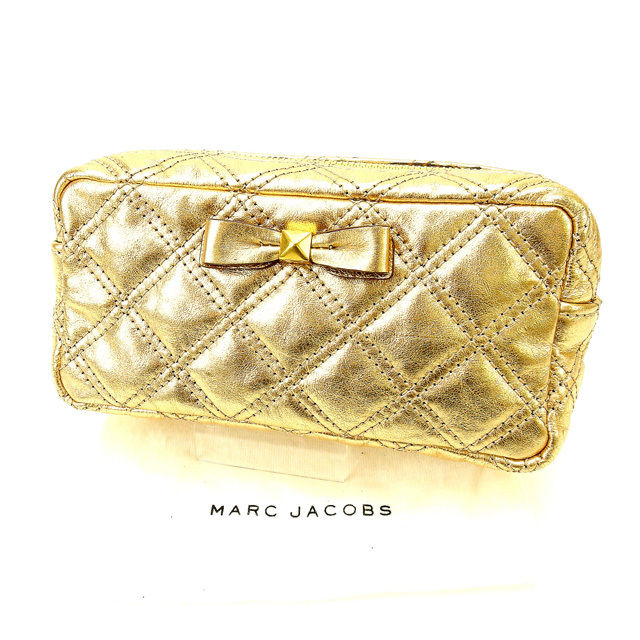 【スプリングセール30％OFF】マークジェイコブス MARC JACOBS ポーチ 化粧ポーチ レディース ゴールド 【マークジェイコブス】 E664 【中古】