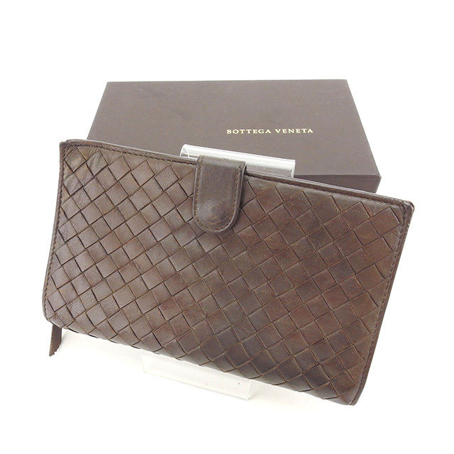 【スプリングセール】ボッテガヴェネタ 長財布 ラウンドファスナー イントレチャート ブラウン レザー BOTTEGA VENETA 【ボッテガ・ヴェネタ】 f1134s 【中古】