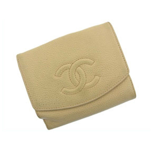 【スプリングセール30％OFF】シャネル Wホック財布 ココマーク ベージュ CHANEL 【シャネル】 f201s 【中古】