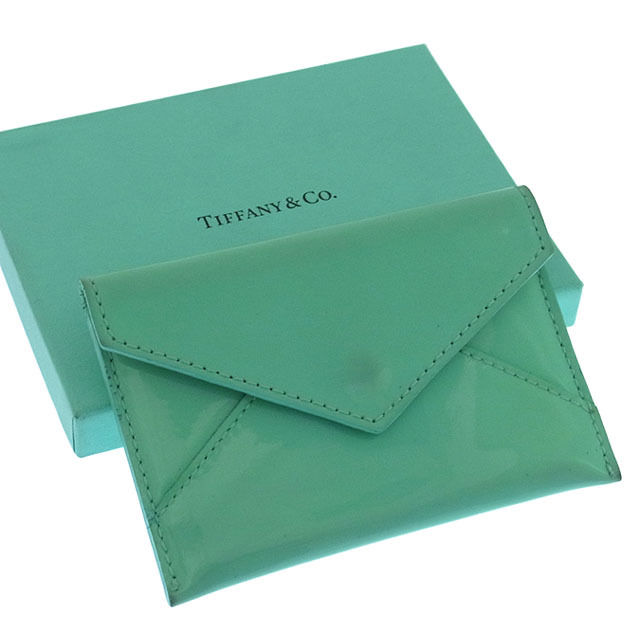 【スプリングセール30％OFF】ティファニー カードケース カード 名刺入れ 小銭入れ レターデザイン ティファニーブルー Tiffany&Co. 【ティファニー】 h190s 【中古】