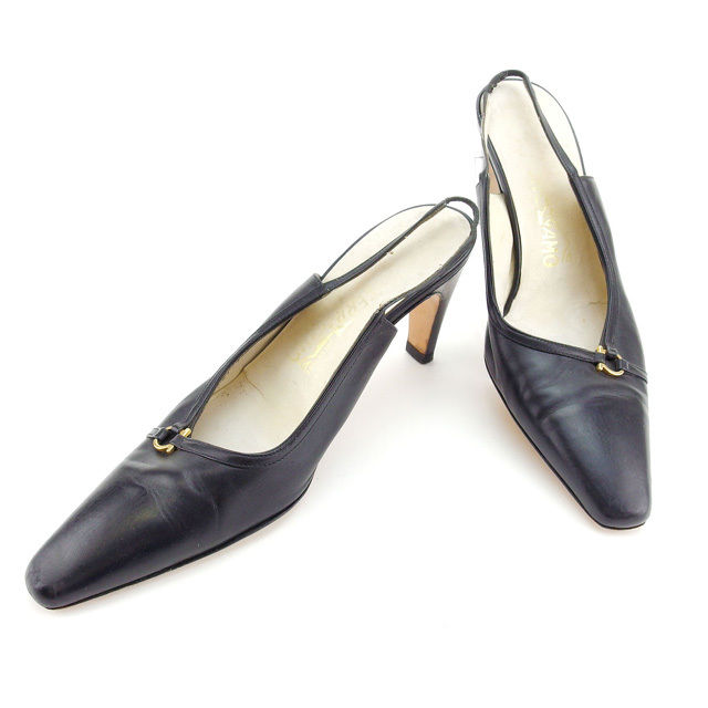 【スプリングセール30％OFF】サルヴァトーレ フェラガモ Salvatore Ferragamo パンプス #6 1 2 レディース ブラック 【フェラガモ】 L362 【中古】