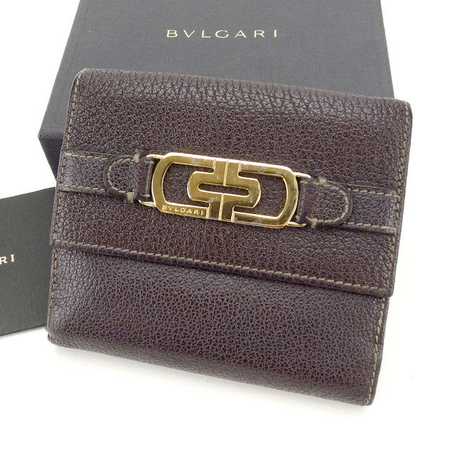 【2100円オフクーポン】 【中古】 ブルガリ BVLGARI Wホック財布 二つ折り コンパクトサイズ パレンテシ l503_b