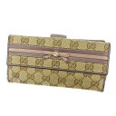 【春の大感謝祭 30％OFF】グッチ Wホック財布 長財布 GG柄 ブラウン×ベージュ GUCCI ホックサイフ ホック財布 財布 サイフ財布 ユニセックス 小物 【グッチ】 L943 【中古】