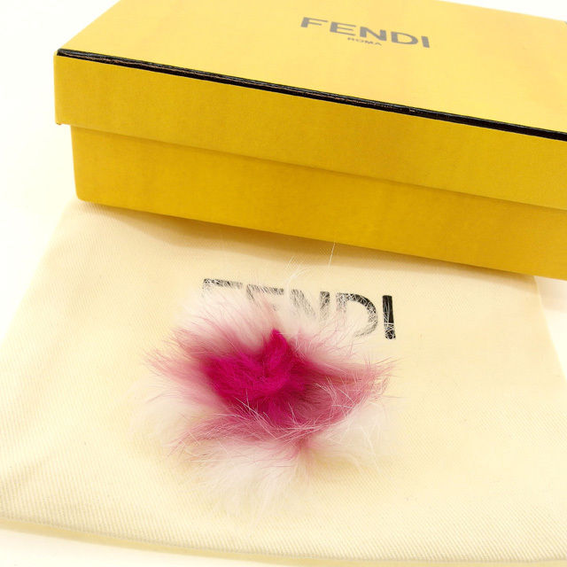 【スプリングセール】フェンディ FENDI ブローチ コサージュ レディース ホワイト×ピンク ファー×レザー 【フェンディ】 L1468 【中古】