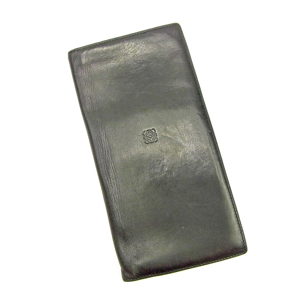 【スプリングセール】ロエベ LOEWE 長札入れ 長財布 レディース メンズ 可 ブラック レザー 【ロエベ】 L1811 【中古】