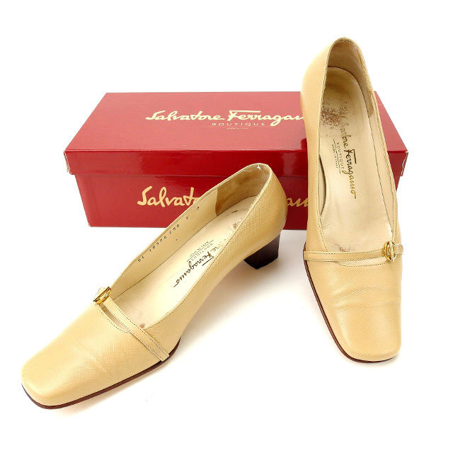 【スプリングセール30％OFF】サルヴァトーレ フェラガモ パンプス ＃6B ベージュ Salvatore Ferragamo 【フェラガモ】 m1218s 【中古】